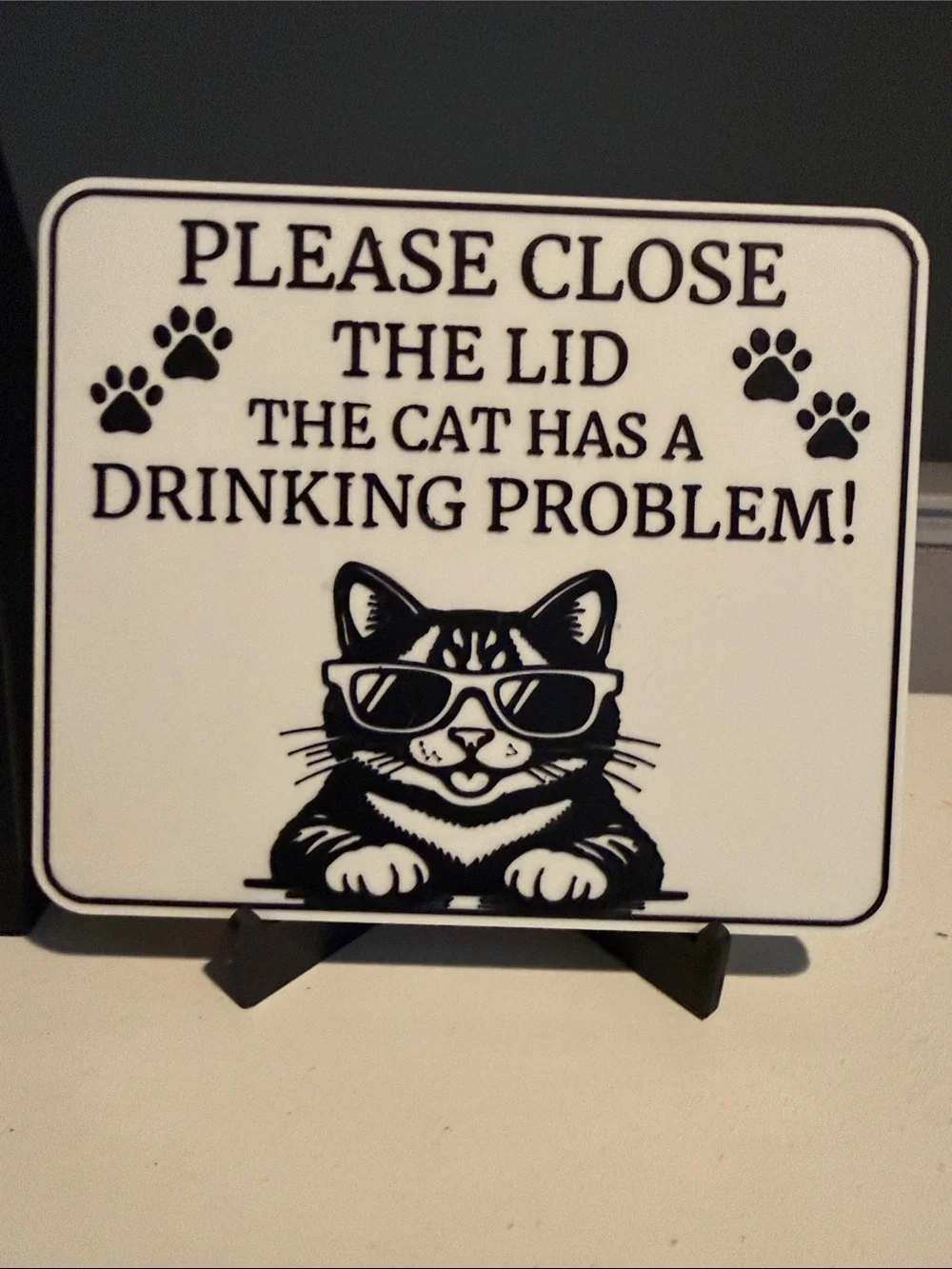 Black Cat Door Hanger & Sign Set - Cute Cat Bathroom Decor